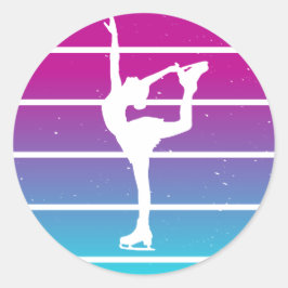 Figuur schaatsmeisje ronde sticker