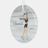 Figuur Skater Bruin Haar in Zwart Glas Ornament (Voorkant links)