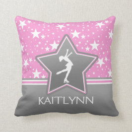 Figuur Skater onder de Roze Stars met JOUW NAAM Kussen