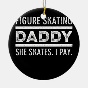 Figuur Skater Papa Ice Skating Schaats Team Keramisch Ornament