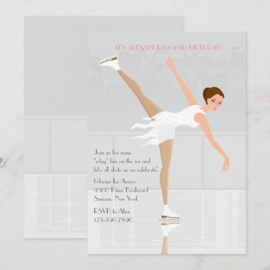 Figuur Skater Party Uitnodiging (Voorkant / Achterkant)