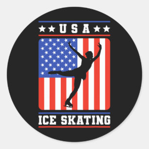 Figuur Skater Usa ijsschaatsen Ronde Sticker