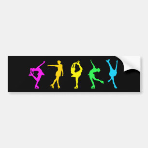 Figuur Skaters Neon Pastel Regelboog Bumpersticker