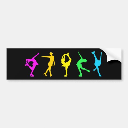 Figuur Skaters Neon Pastel Regelboog Bumpersticker (Voorkant)