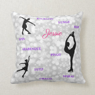 Figuur Skating Snowflake Typografie Sierkussen