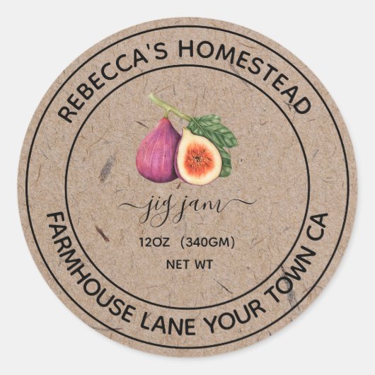 Figuurjam Kraft Papier Inmaakpot Etiketten (Voorkant)