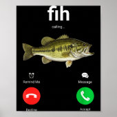 Fih Calling Decline Accept Funny Phone Call Misspe Poster (Voorkant)