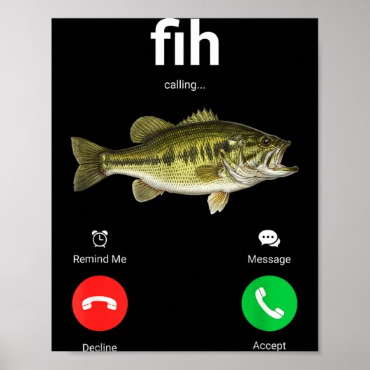 Fih Calling Decline Accept Funny Phone Call Misspe Poster (Voorkant)