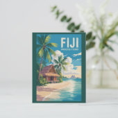 Fiji Beach Hut Travel Art Vintage Briefkaart (Staand voorkant)