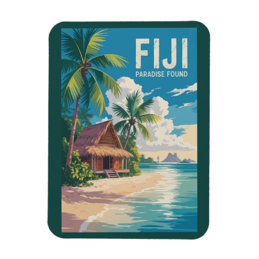 Fiji Beach Hut Travel Art Vintage Magneet (Verticaal)