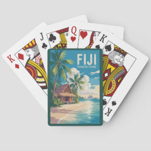 Fiji Beach Hut Travel Art Vintage Pokerkaarten