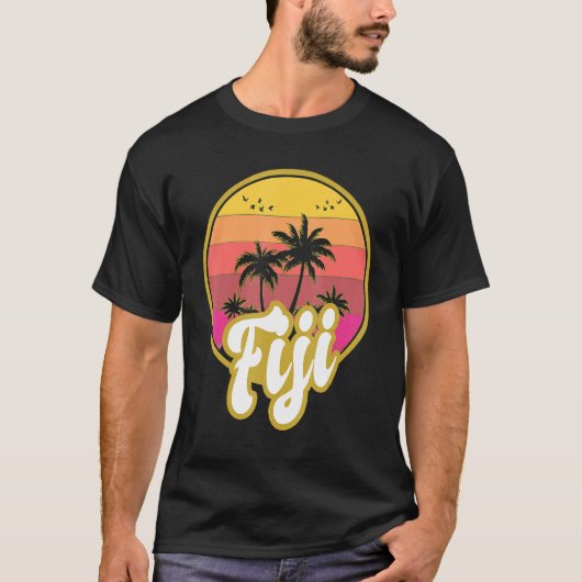 Fiji Beach Retro Sunset T-shirt (Voorkant)