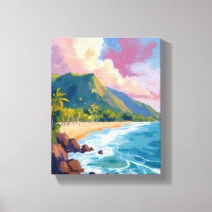 Fiji Bergen Kustlijn Reis Schilderij Canvas Afdruk