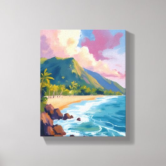 Fiji Bergen Kustlijn Reis Schilderij Canvas Afdruk (Voorkant)