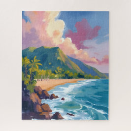 Fiji bergen kustlijn reis schilderij legpuzzel