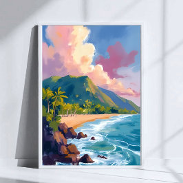 Fiji Bergen Kustlijn Reis Schilderij Poster