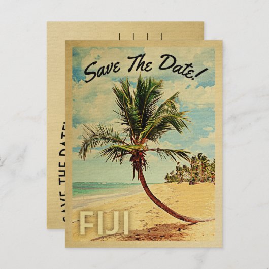 Fiji bewaart de  platenpalmboom op datum aankondigingskaart (Voorkant / Achterkant)