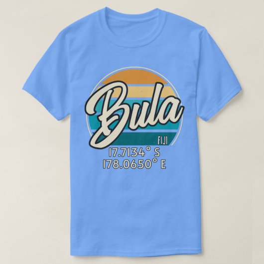 Fiji Bula Retro  Sunset Longitude Latitude T-shirt (Design voorkant)