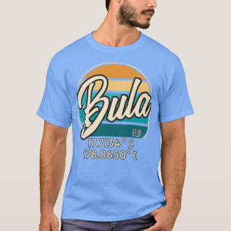 Fiji Bula Retro  Sunset Longitude Latitude T-shirt