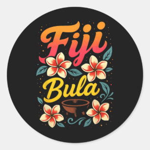Fiji Bula Tropisch Eiland Vakantie Souvenir Ronde Sticker
