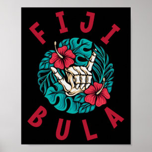 Fiji Bula Tropische Bloemen Strand Vakantie Fiji Z Poster