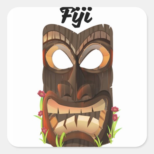 Fiji-carved masker vierkante sticker (Voorkant)