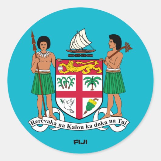 Fiji Crest Ronde Sticker (Voorkant)