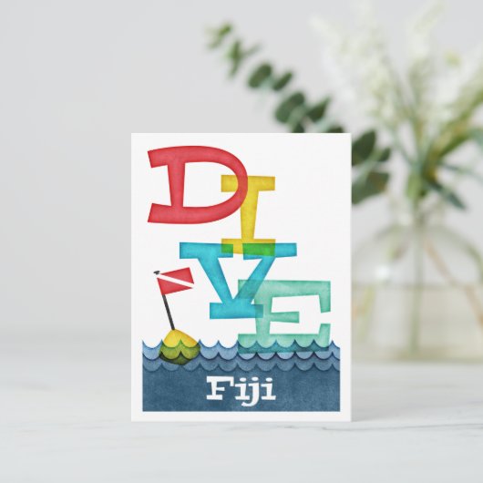 Fiji Dive - Colorful Scuba Briefkaart (Staand voorkant)