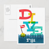 Fiji Dive - Colorful Scuba Briefkaart (Voorkant / Achterkant)