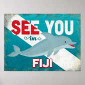 Fiji Dolphin - Retro Vintage Travel Poster (Voorkant)