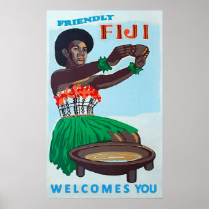 Fiji-eiland, geboorteland met traditioneel welkom poster