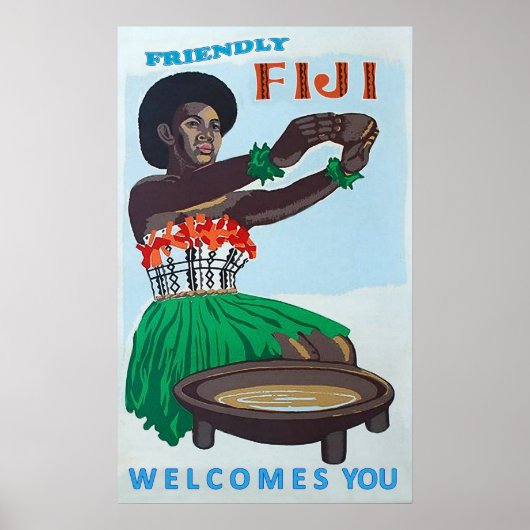 Fiji-eiland, geboorteland met traditioneel welkom poster (Voorkant)