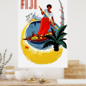 Fiji-eiland, man in een kleine boot poster (Keuken)