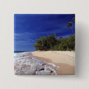Fiji-eilanden, Tavarua. Dit strand op Tavarua, Vierkante Button 5,1 Cm