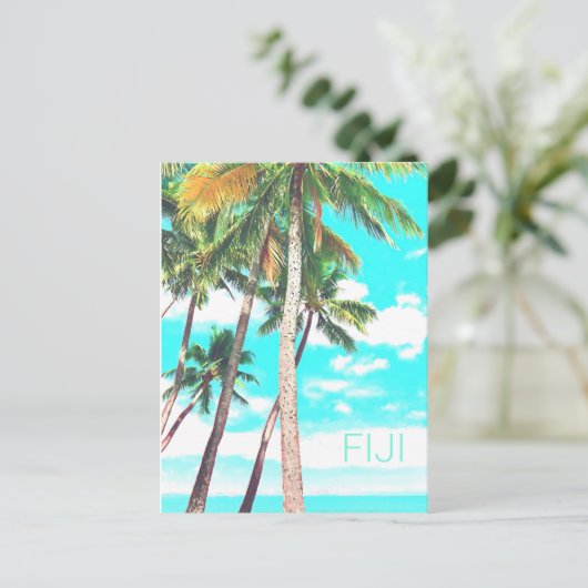 Fiji-eilanden tropische kokokospalmen reizen briefkaart (Staand voorkant)