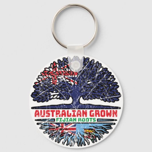 Fiji Fijian Australian Australia Tree Roots Flag Sleutelhanger (Voorkant)