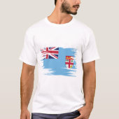 Fiji Flag Brush Art T-shirt (Voorkant)