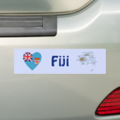 Fiji Flag Heart + Map Bumpersticker (Op auto)