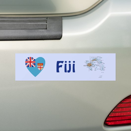 Fiji Flag Heart + Map Bumpersticker (Op auto)