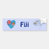 Fiji Flag Heart + Map Bumpersticker (Voorkant)