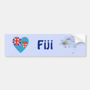 Fiji Flag Heart + Map Bumpersticker