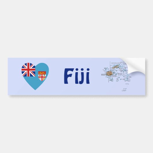Fiji Flag Heart + Map Bumpersticker (Voorkant)