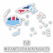 Fiji Flag Map Sticker (Voorkant)