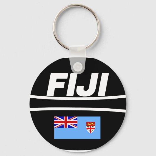 Fiji Flag Rugby Ball Sleutelhanger (Voorkant)
