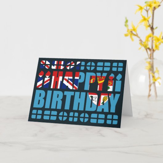 Fiji Flag Verjaardag Kaart (Gele Bloem)