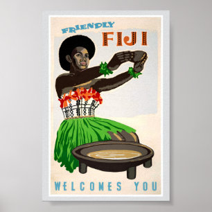Fiji Gerestaureerde Vintage Reisposter Poster