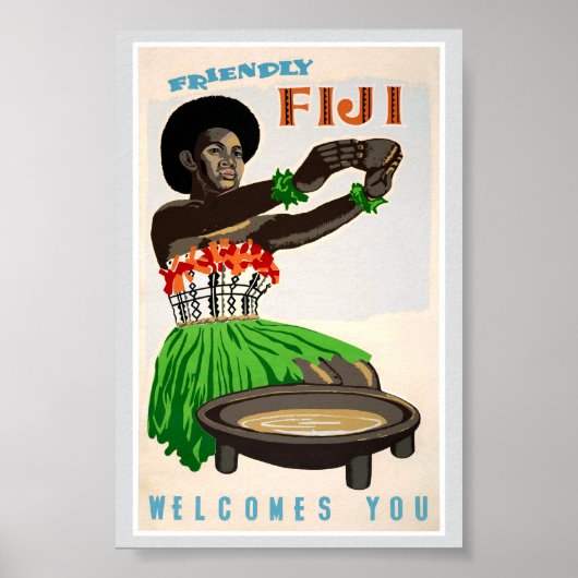 Fiji Gerestaureerde Vintage Reisposter Poster (Voorkant)