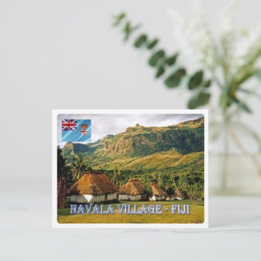 Fiji - het dorp Navala - Briefkaart (Staand voorkant)