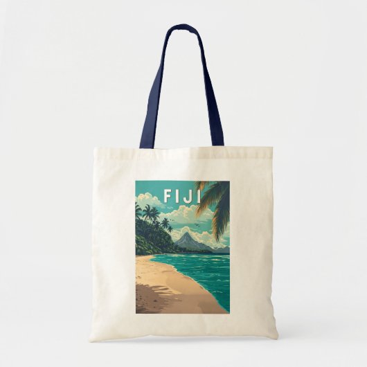 Fiji Illustration Travel Art Vintage Tote Bag (Voorkant)