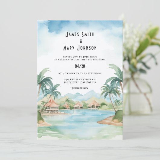 Fiji Island bestemming bruiloft Kaart (Staand voorkant)